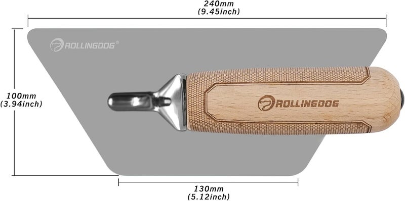 Rolling Dog Venetian Plaster Trowel 240mm x 130mm x 100mm - Mirror Polished 420 Stainless Steel Blade, Ergonomic Beech Handle for Decorative Finish and Polish - Image 2